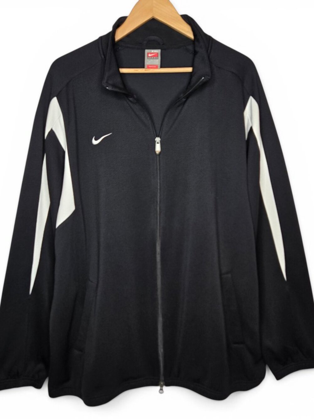 Vintage Nike‎ Team Fit Dry Two Tone Track Jacket Men Black White Mesh Dotted XXL
